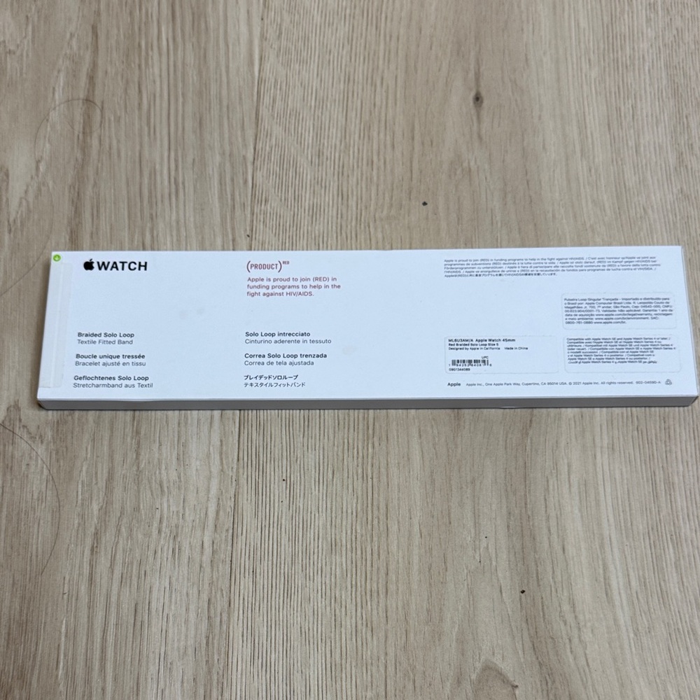 Apple (Product)Red Braided Solo Loop Textile Fitted Band - NIB 45mm Size 5 - Picture 2 of 7